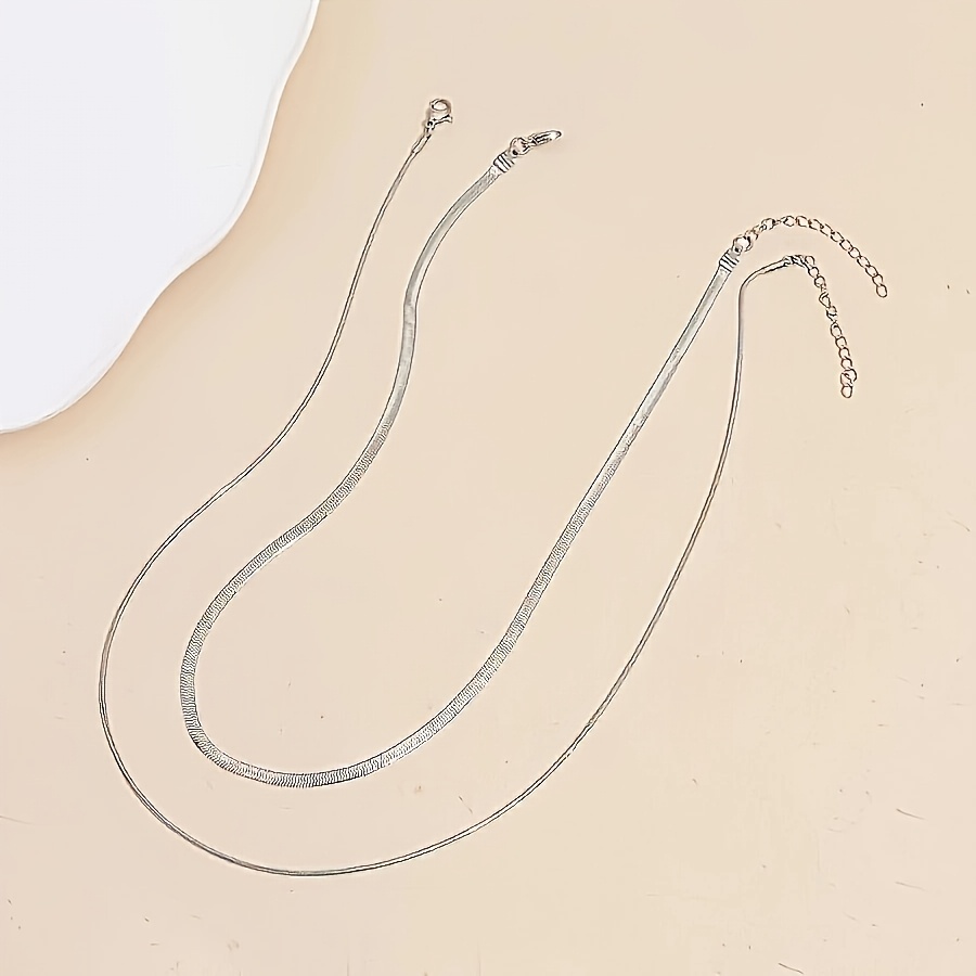 2 Piece Women's Chain Necklace Set, Thick & Thin Snake Chains